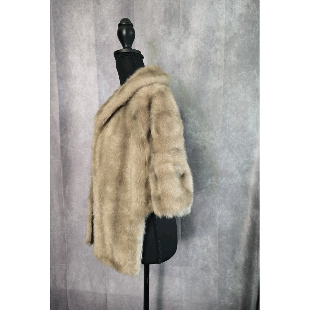 Regina Glenara Glenoit Faux Mink Fur Capelet Stole Jacket Beige Wrap 60s VTG - Picture 2 of 8
